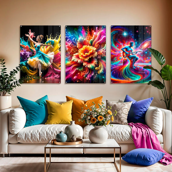 Movement, Bloom, and Sound: A Trio of Acrylic Prints That Refuse Stillness