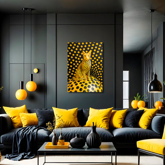 Polka Dot Feline - Abstract Spotted Cat Canvas Print