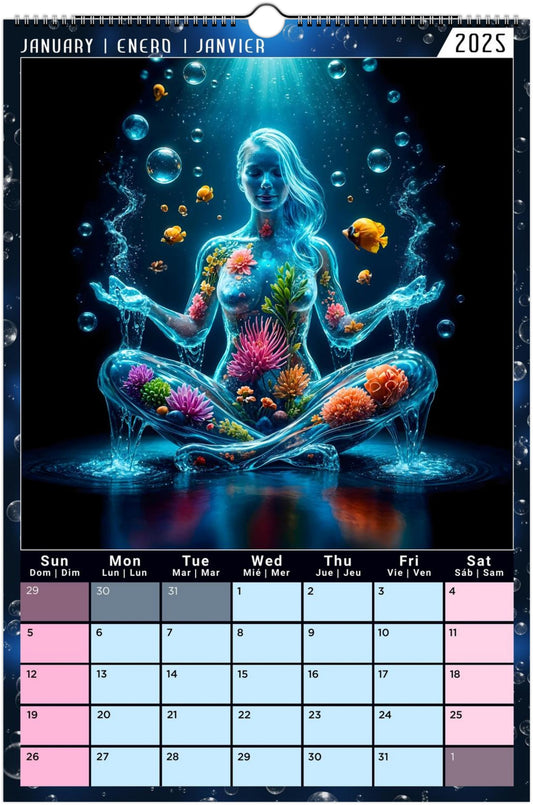 Water Pure Depth Full Year Wall Calendar 2025 (US & CA)