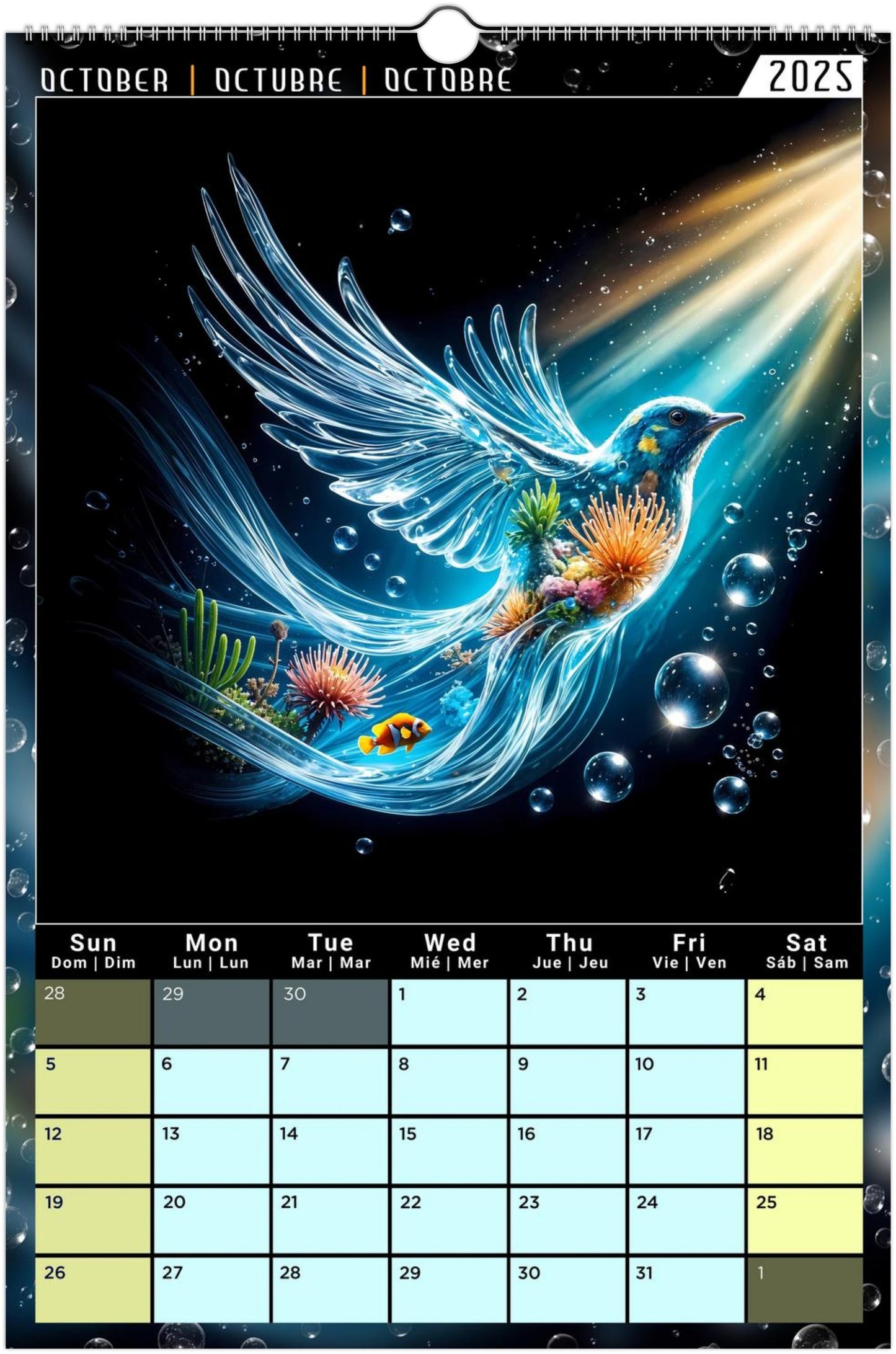 Water Pure Depth Full Year Wall Calendar 2025 (US & CA)