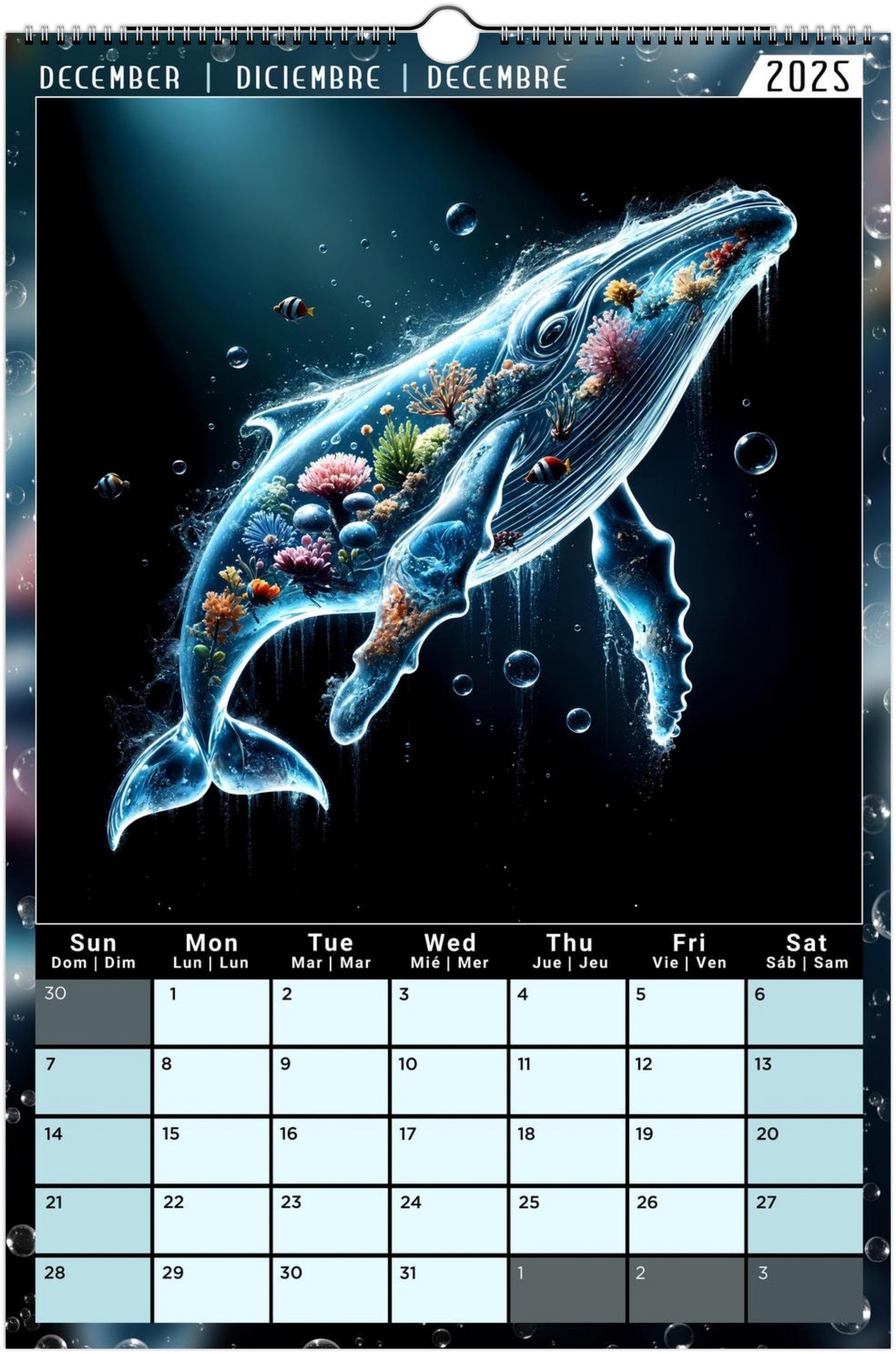 Water Pure Depth Full Year Wall Calendar 2025 (US & CA)