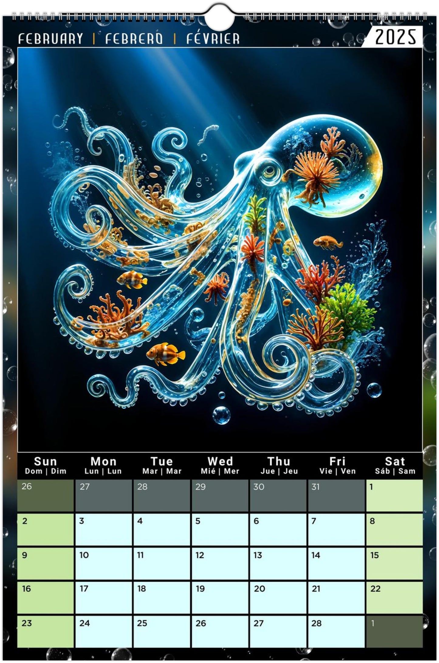 Water Pure Depth Full Year Wall Calendar 2025 (US & CA)