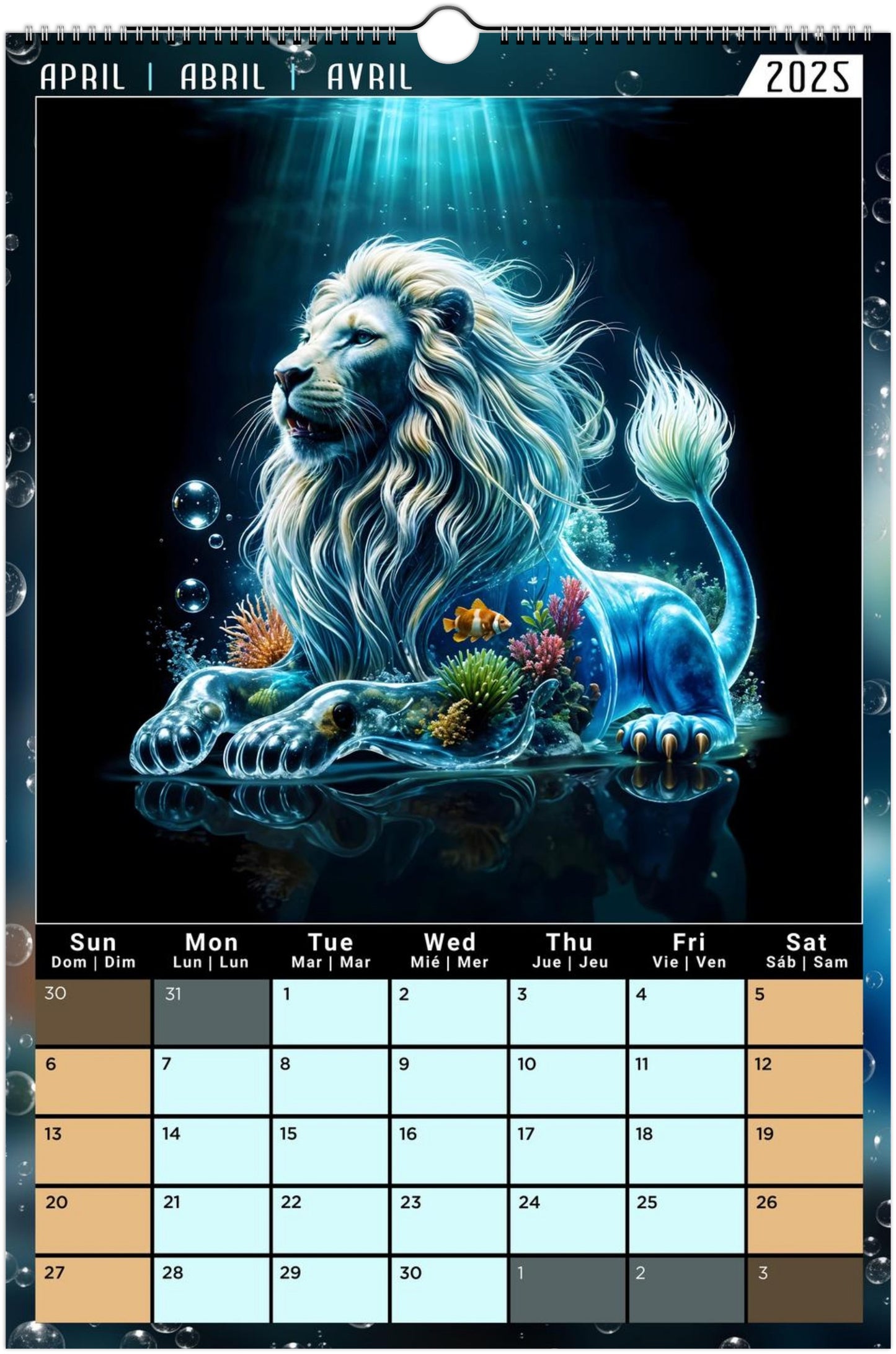 Water Pure Depth Full Year Wall Calendar 2025 (US & CA)