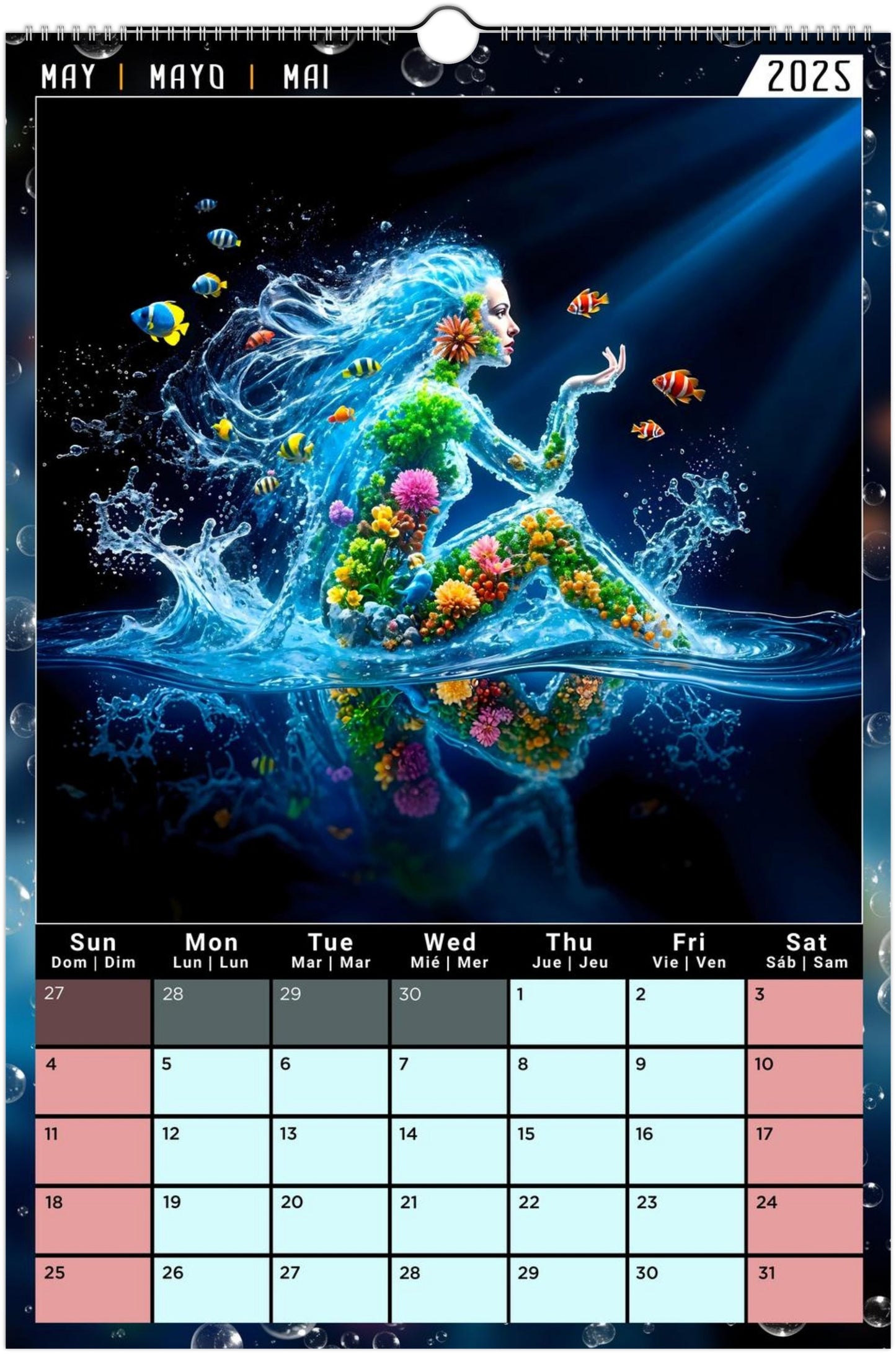 Water Pure Depth Full Year Wall Calendar 2025 (US & CA)