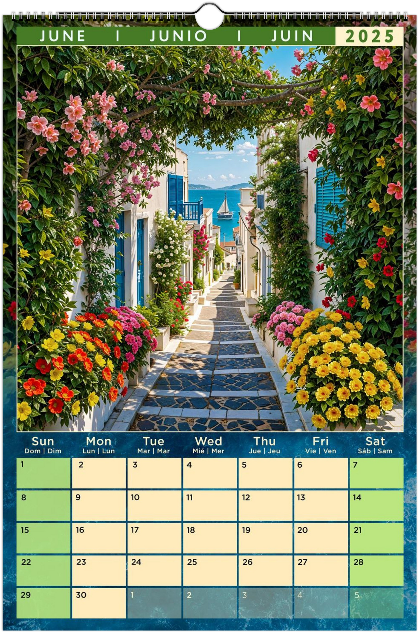 Mediterranean Coastal Full Year Wall calendars 2025 Azure Dreams (US & CA)