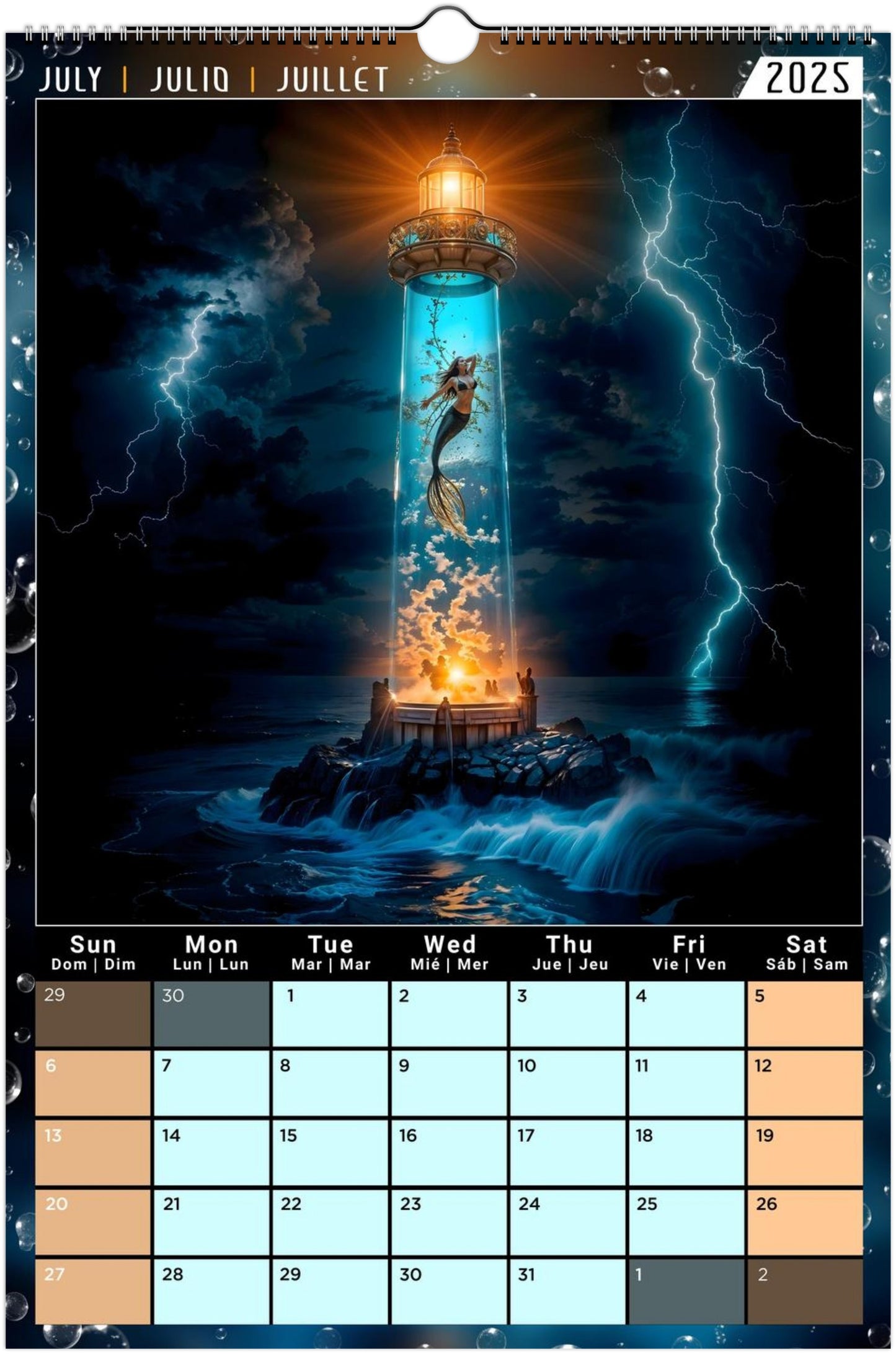 Water Pure Depth Full Year Wall Calendar 2025 (US & CA)