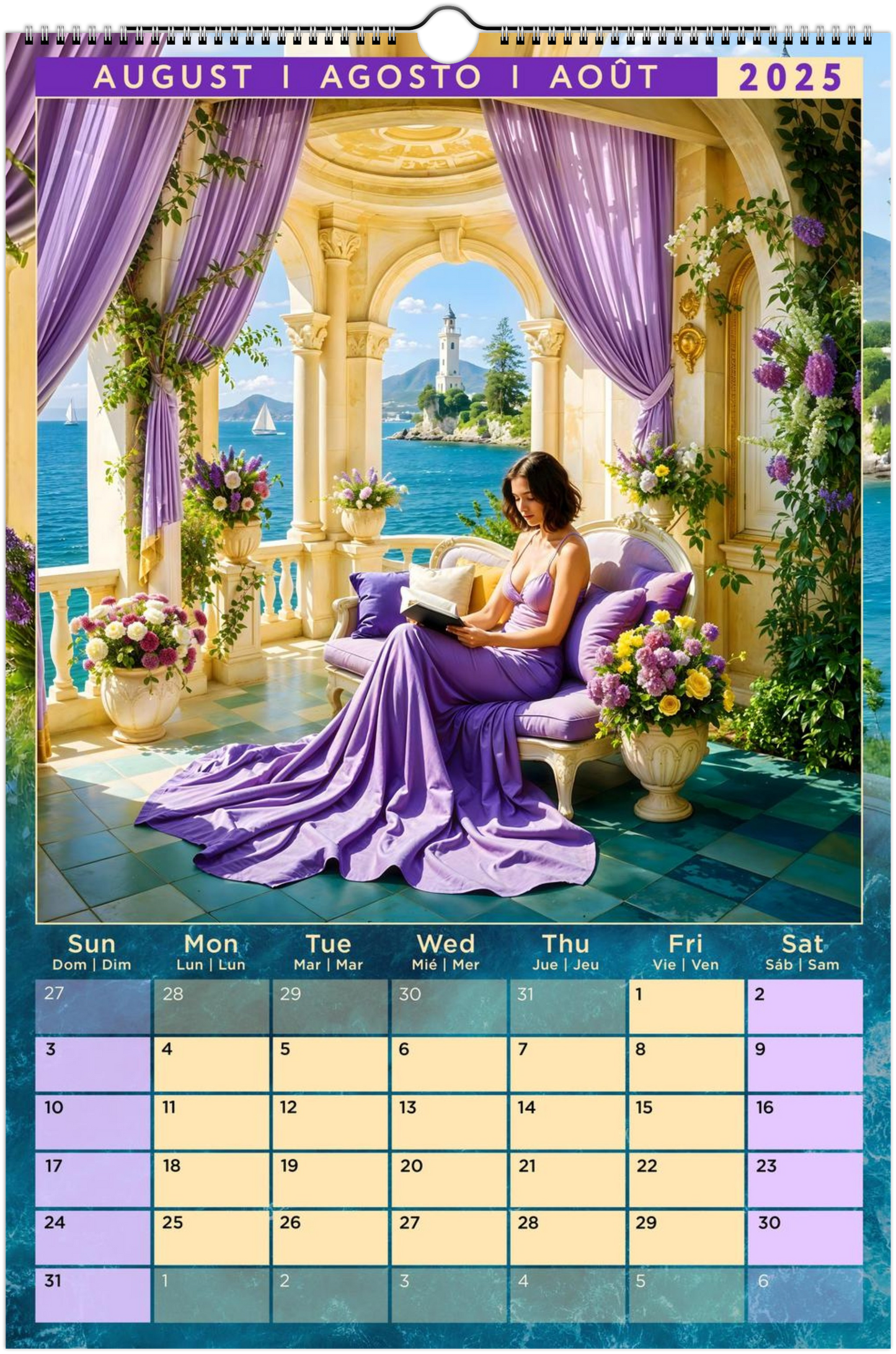Mediterranean Coastal Full Year Wall calendars 2025 Azure Dreams (US & CA)