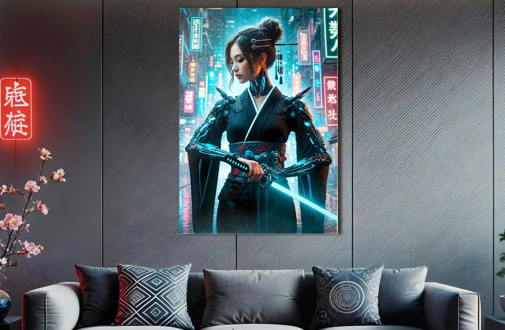 Cyber Geisha: Future Meets Tradition in Neon Armor