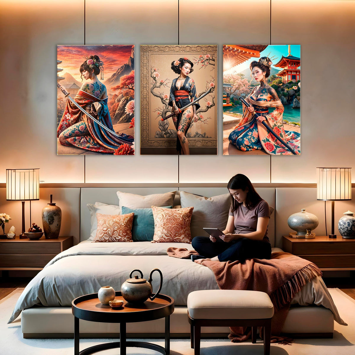Blossoms and Blades: Three Sakura Warriors for Your Walls