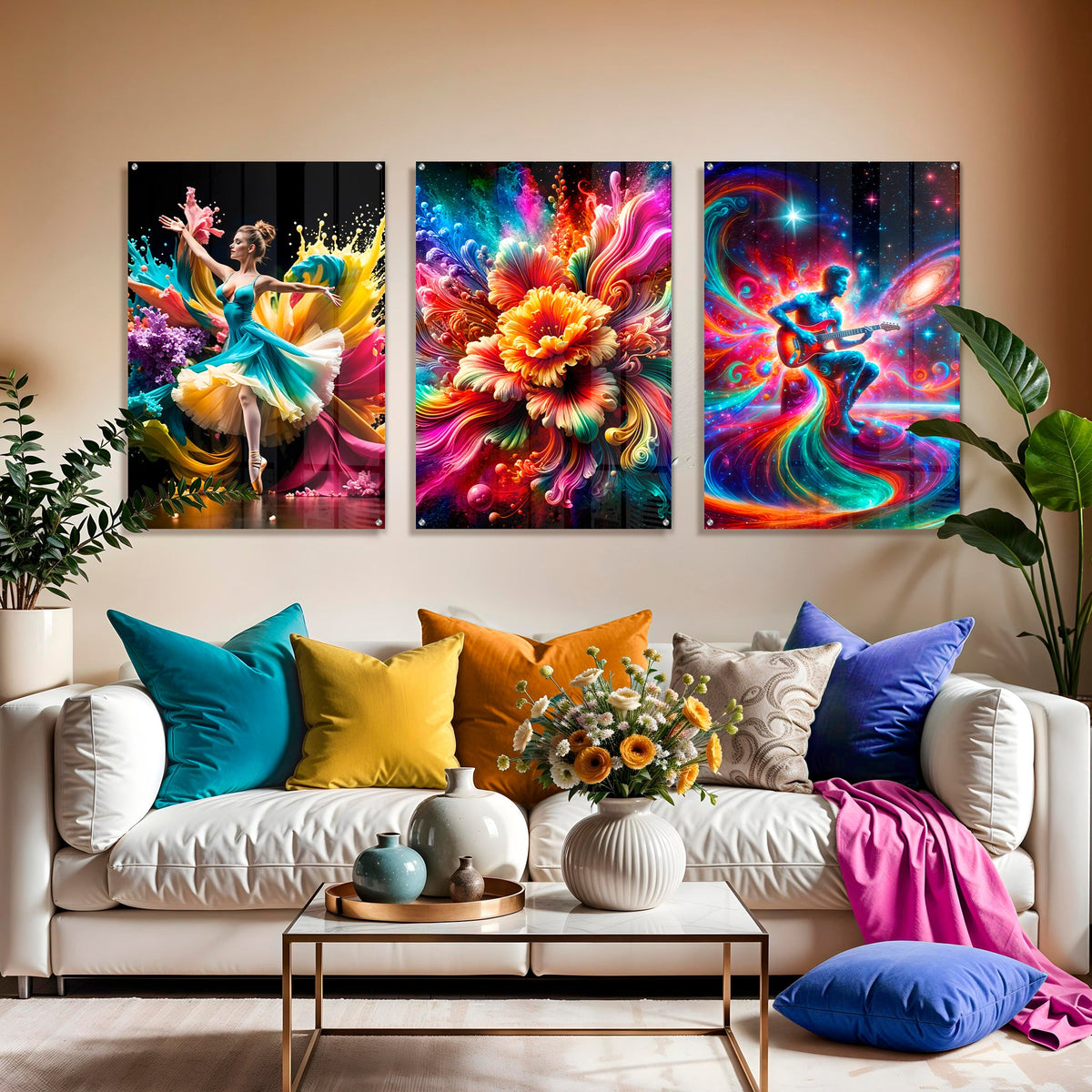 Movement, Bloom, and Sound: A Trio of Acrylic Prints That Refuse Stillness
