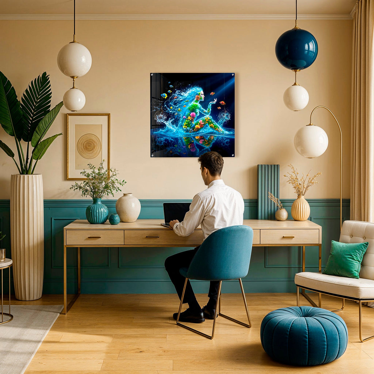 Flow in Motion: The Dance of Nature with Water Woman and Fishes