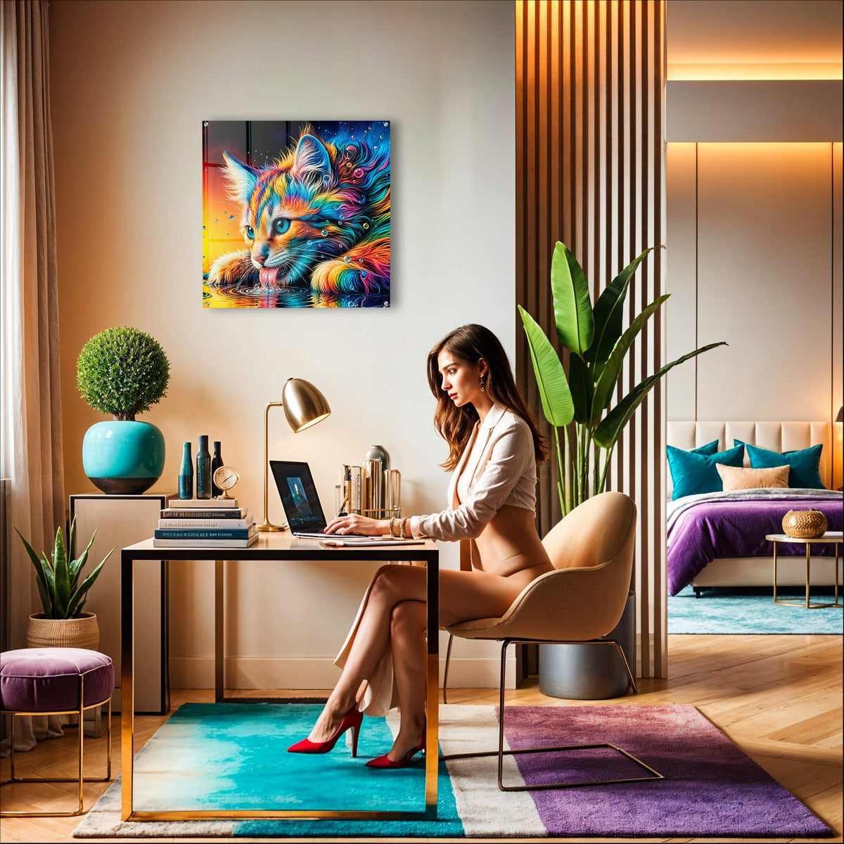 Whimsical Cat: Playful Curiosity in Color