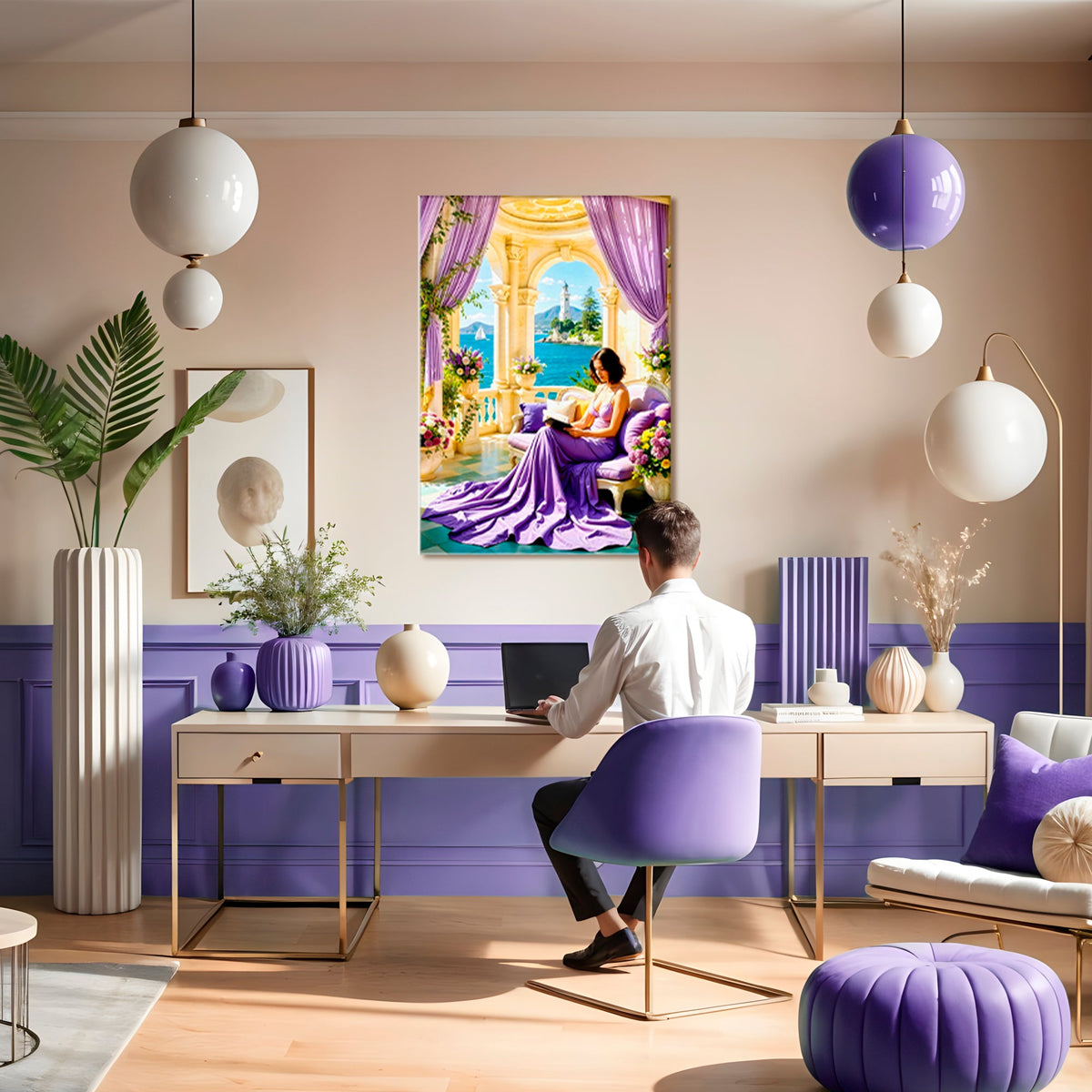 A Balcony Bathed in Lavender Light: Where Art and Escape Meet