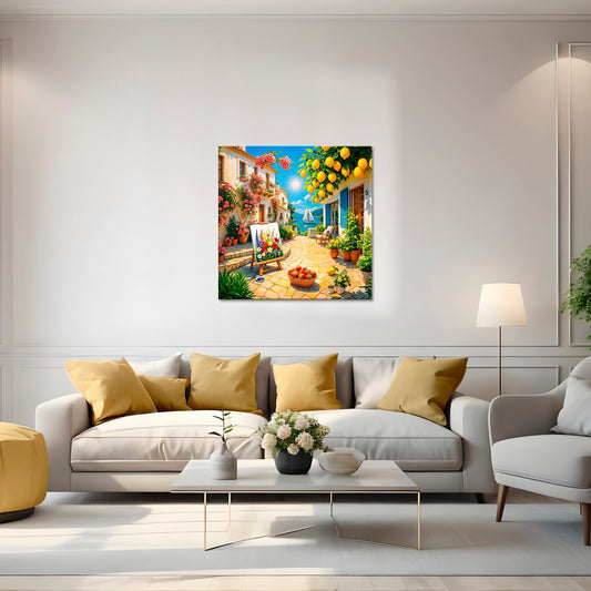 Lemon Trees & Light: Mediterranean Lemon Tree Canvas Art for Bright Spaces