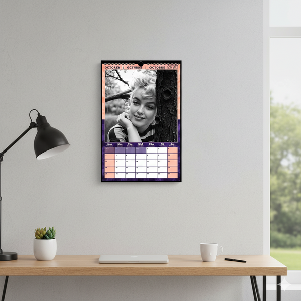October Reflection: Black and White Stillness in the Marilyn Monroe Wall Calendar 2026