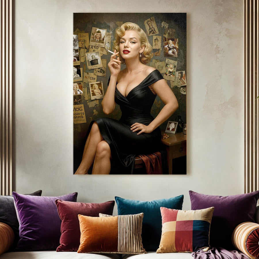 Marilyn Monroe Black Dress Retro Canvas Wall Art