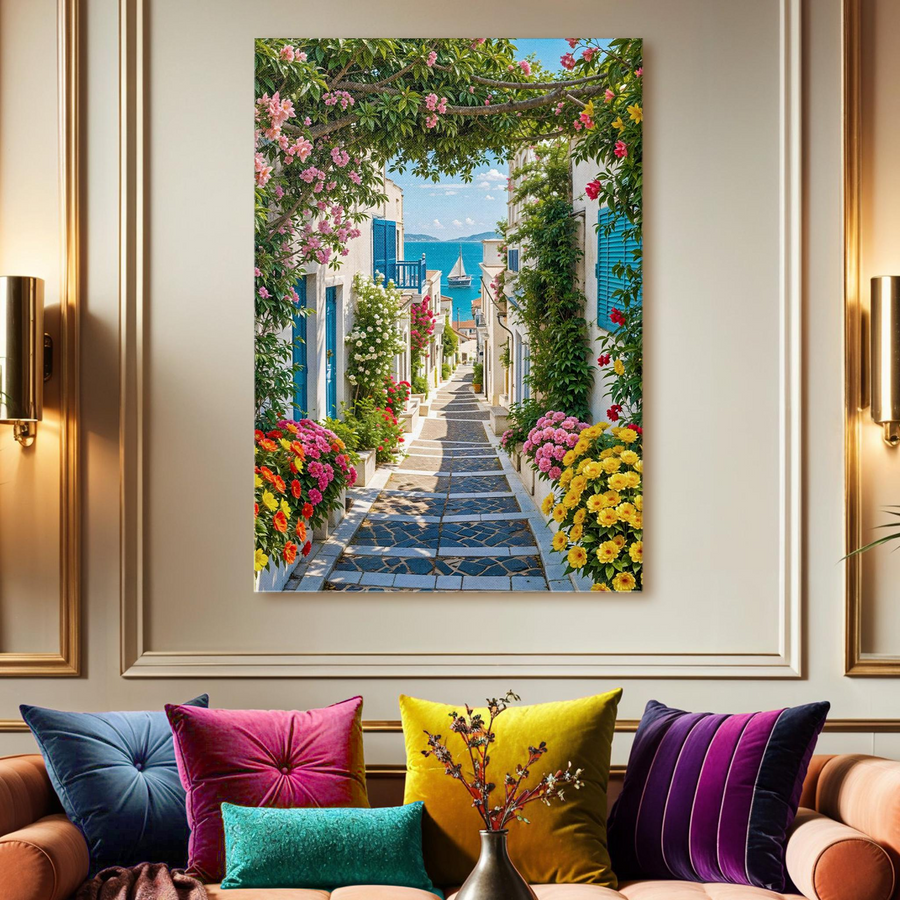 Greek Island Aegean Alleyway Canvas Wall Art