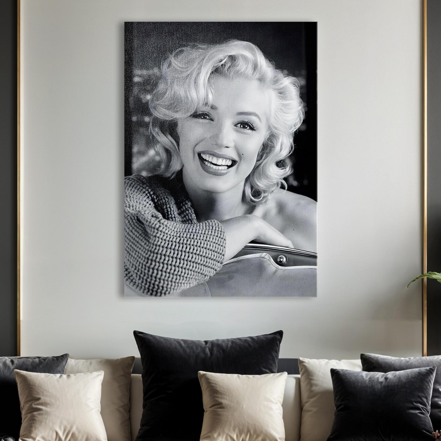 Marilyn Monroe Black & White Smile Canvas Wall Art