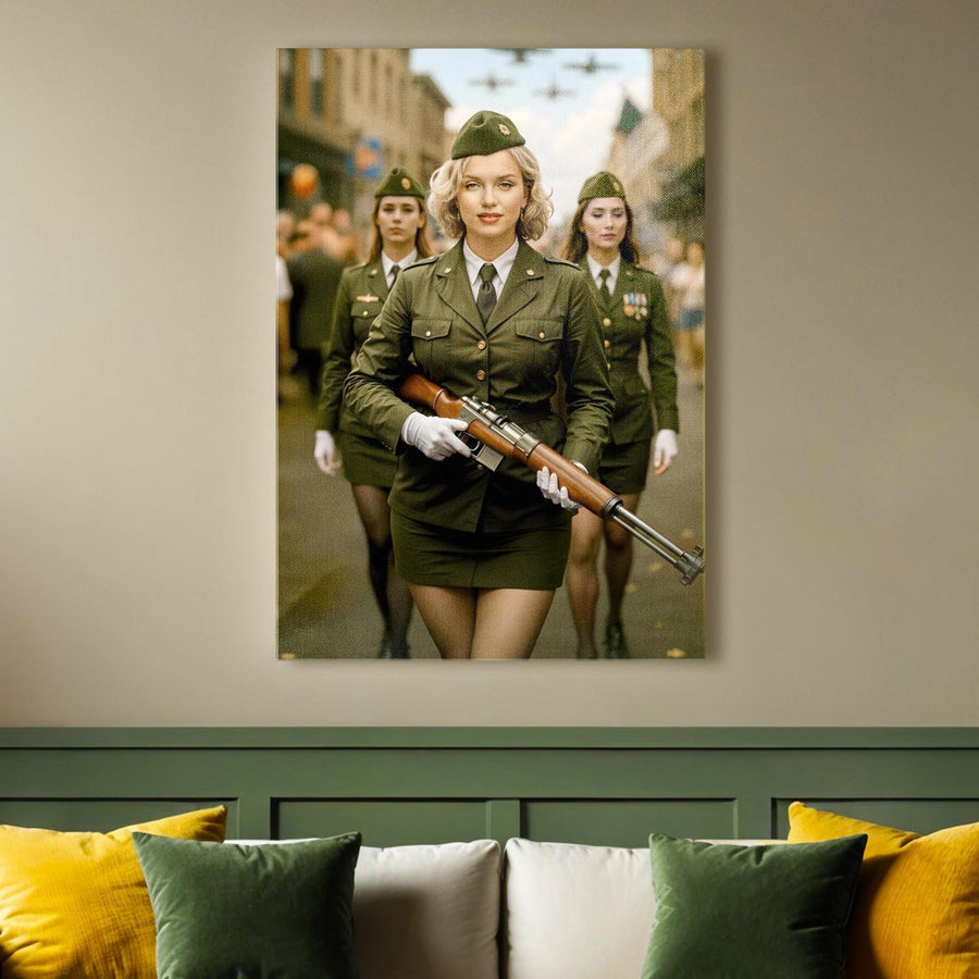 Marilyn Monroe Military Pin-Up Canvas Wall Art