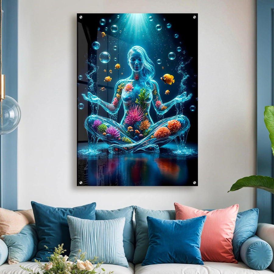 Underwater Meditation Blue Acrylic Wall Art – Aquatic Harmony