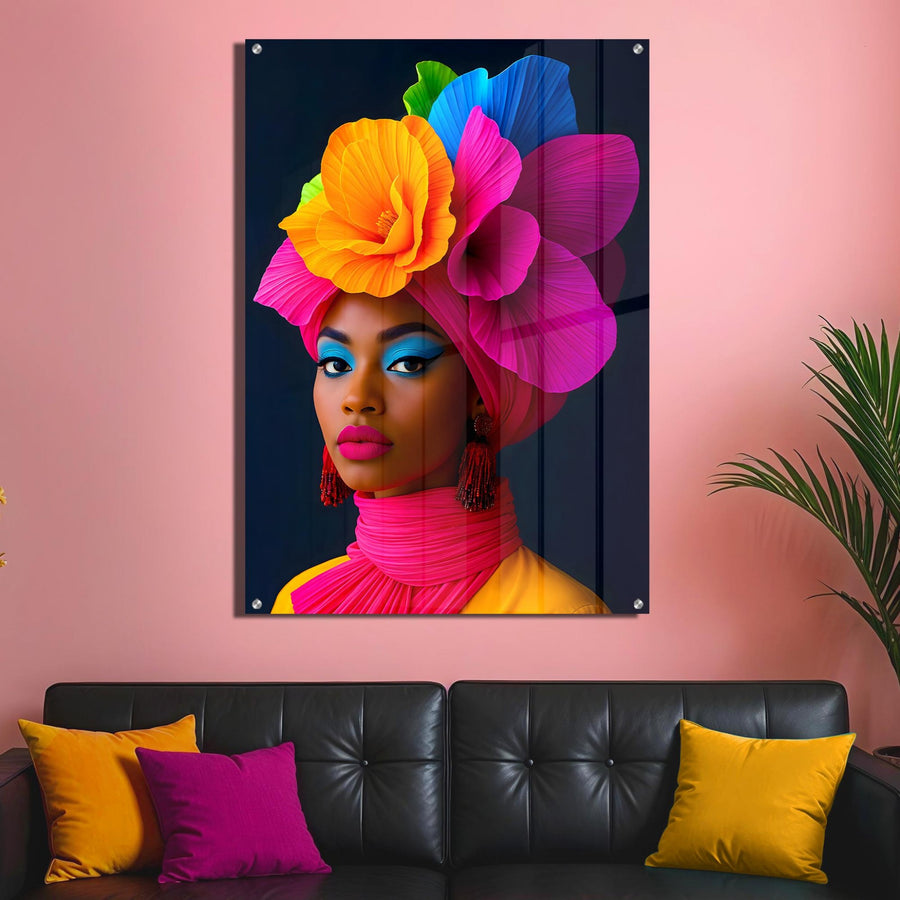 Rainbow Woman Portrait Acrylic Wall Art