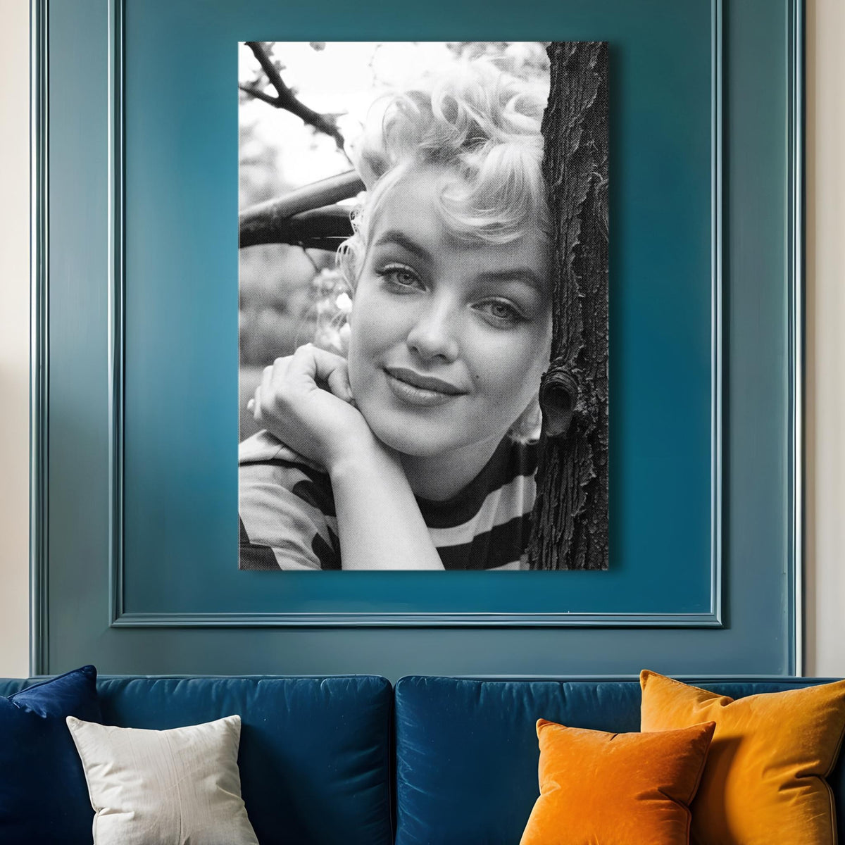 Marilyn Monroe schwarz-weißes Porträt – Leinwandbild