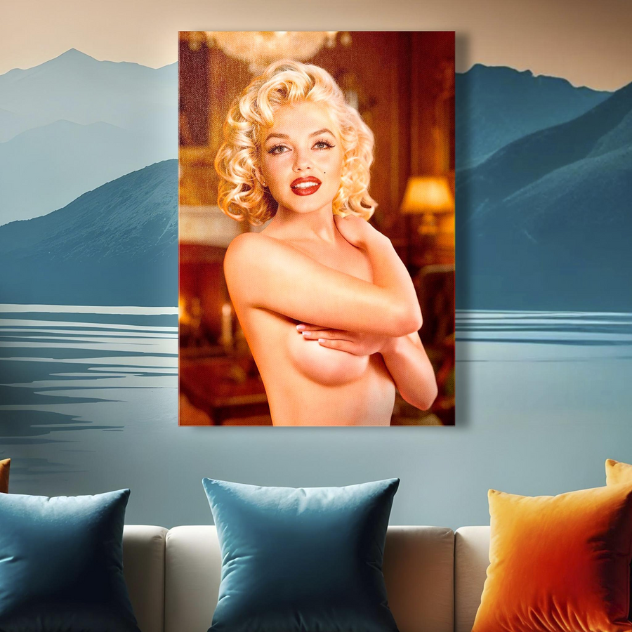 Marilyn Monroe Nude Retro Pin-Up Canvas Wall Art