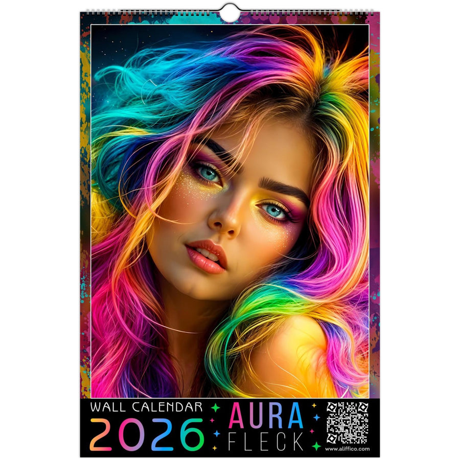 Calendario de pared abstracto arcoíris 2026 – Aura Fleck