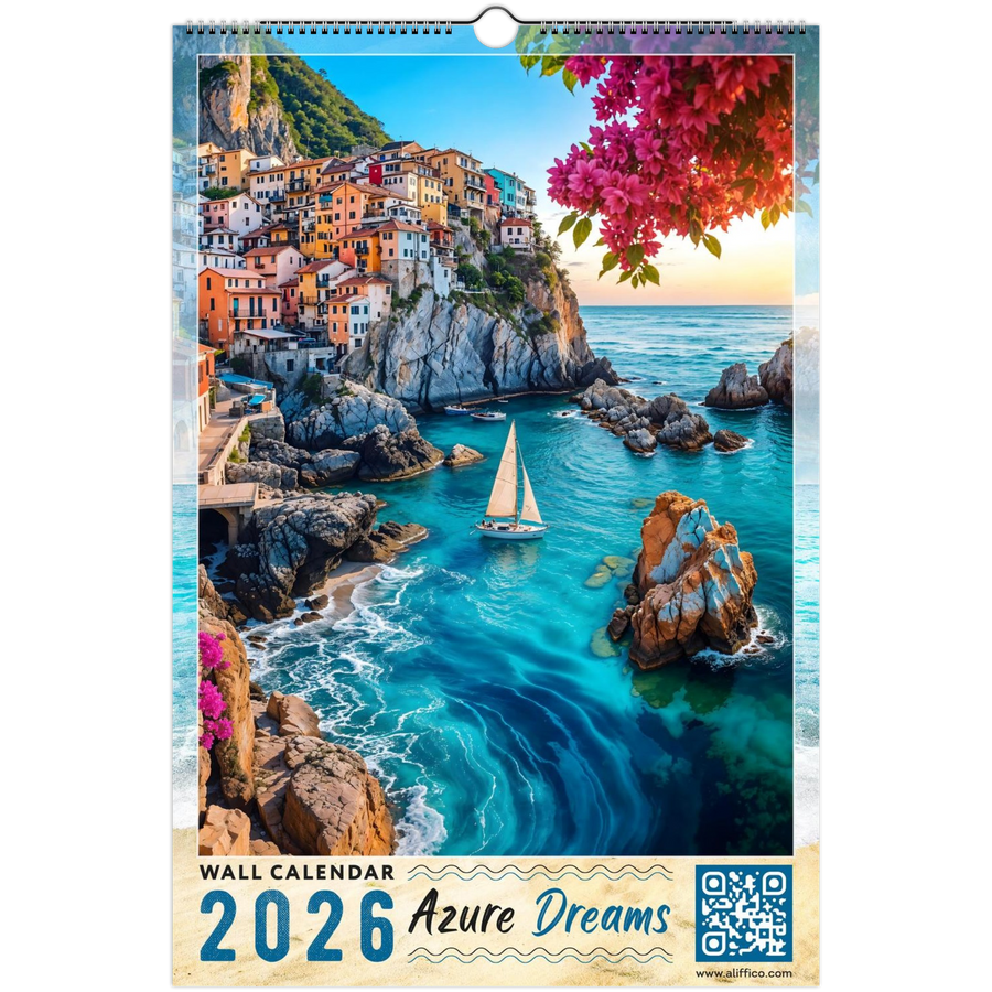 Mediterranean Coastal Wall Calendar 2026 – Azure Dreams