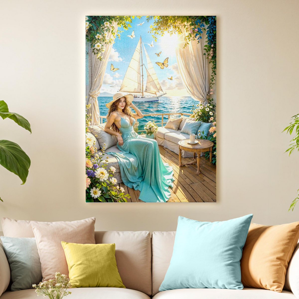 Coastal Balcony Ocean View Canvas Wall Art