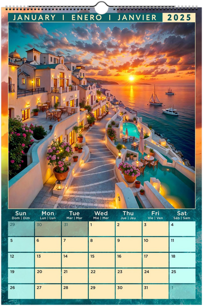 Mediterranean Coastal Full Year Wall calendars 2025 Azure Dreams (US & CA)