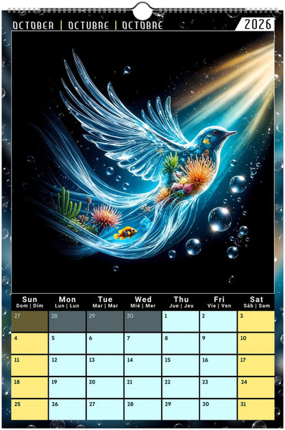 Water Pure Depth Full Year Wall Calendar 2026 (US & CA)