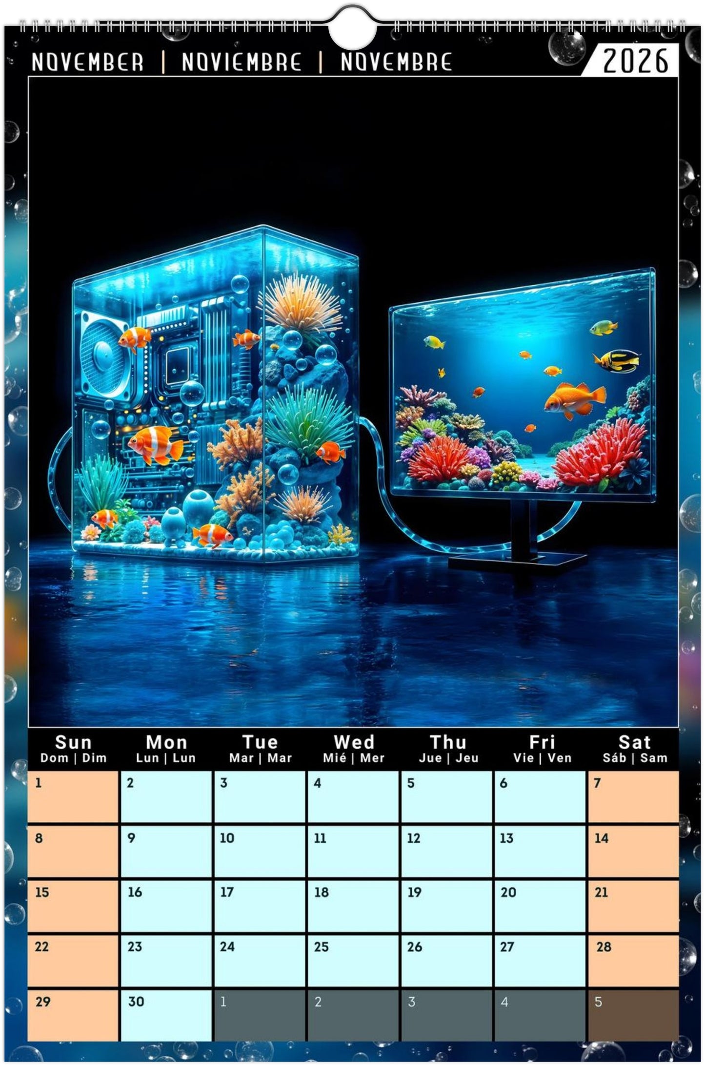 Water Pure Depth Full Year Wall Calendar 2026 (US & CA)