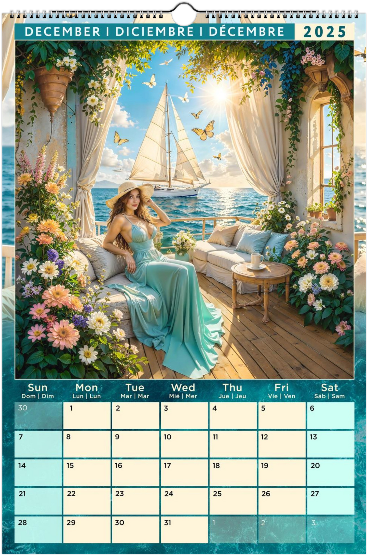Mediterranean Coastal Full Year Wall calendars 2025 Azure Dreams (US & CA)