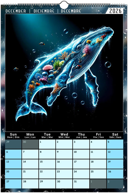 Water Pure Depth Full Year Wall Calendar 2026 (US & CA)