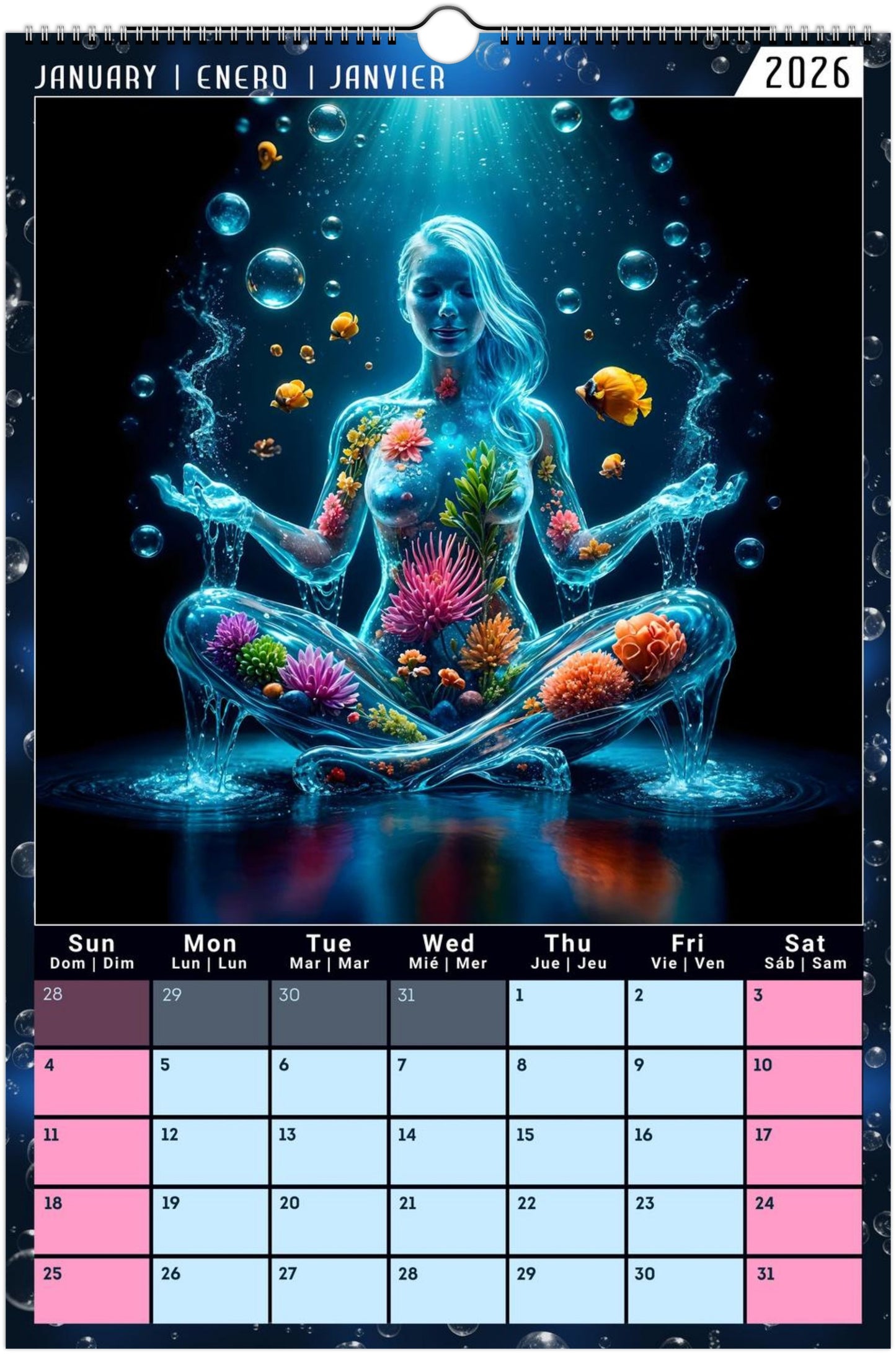 Water Pure Depth Full Year Wall Calendar 2026 (US & CA)