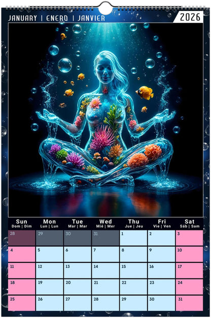 Water Pure Depth Full Year Wall Calendar 2026 (US & CA)
