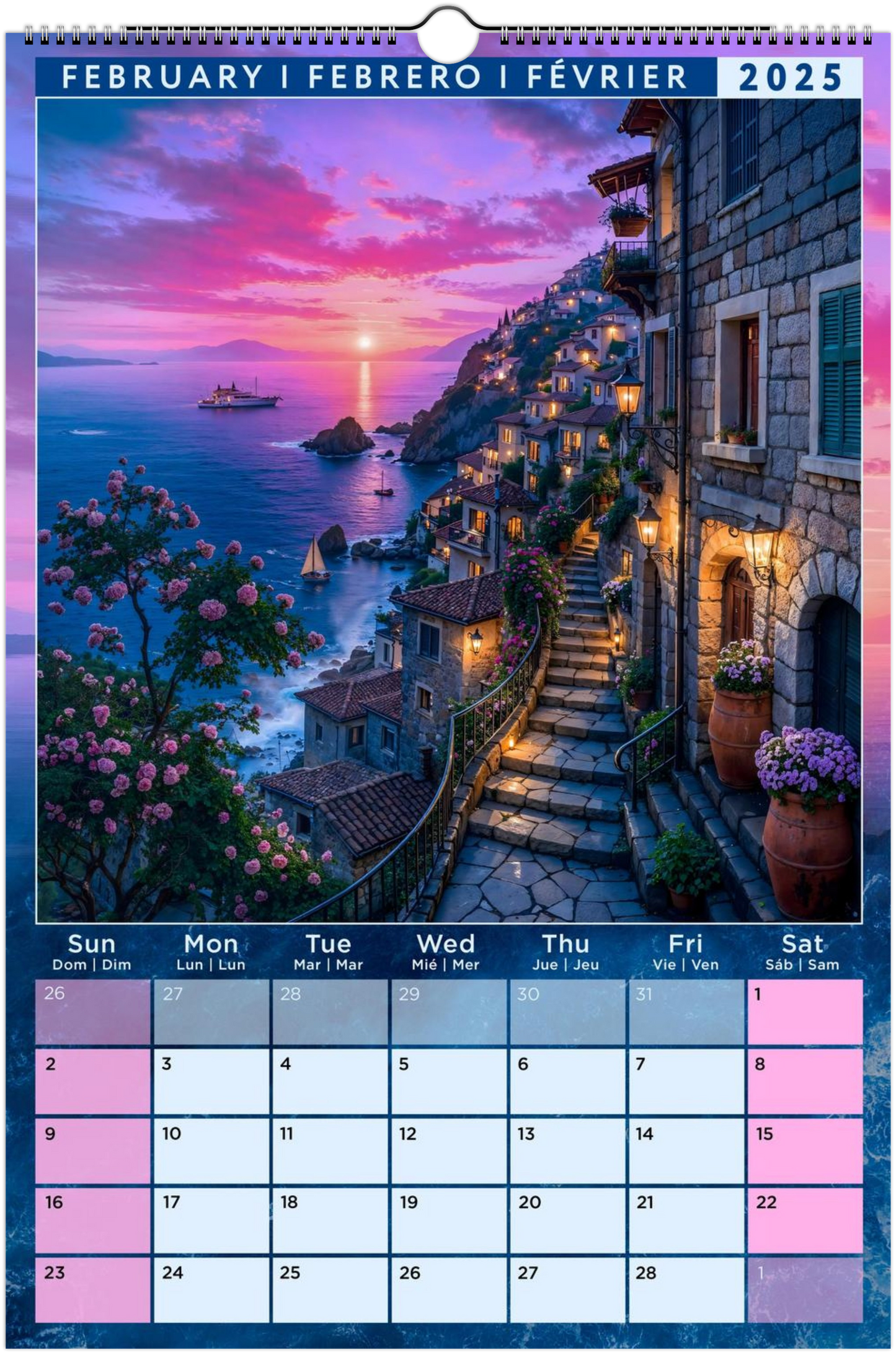 Mediterranean Coastal Full Year Wall calendars 2025 Azure Dreams (US & CA)
