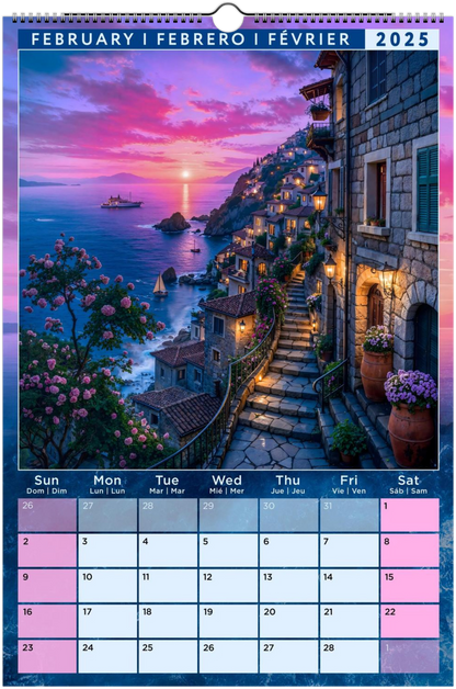 Mediterranean Coastal Full Year Wall calendars 2025 Azure Dreams (US & CA)
