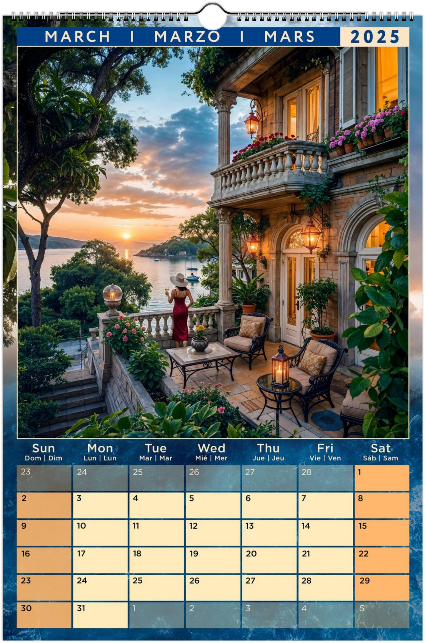 Mediterranean Coastal Full Year Wall calendars 2025 Azure Dreams (US & CA)