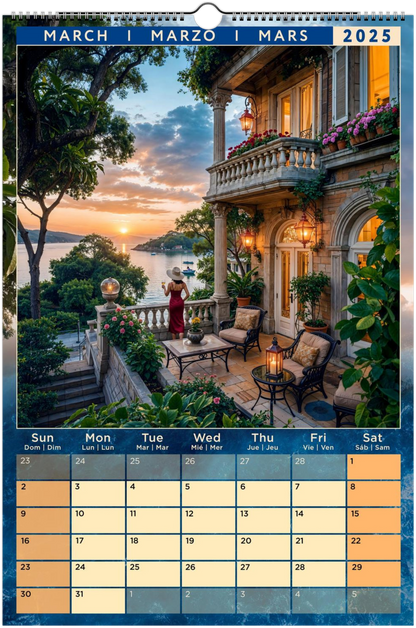 Mediterranean Coastal Full Year Wall calendars 2025 Azure Dreams (US & CA)