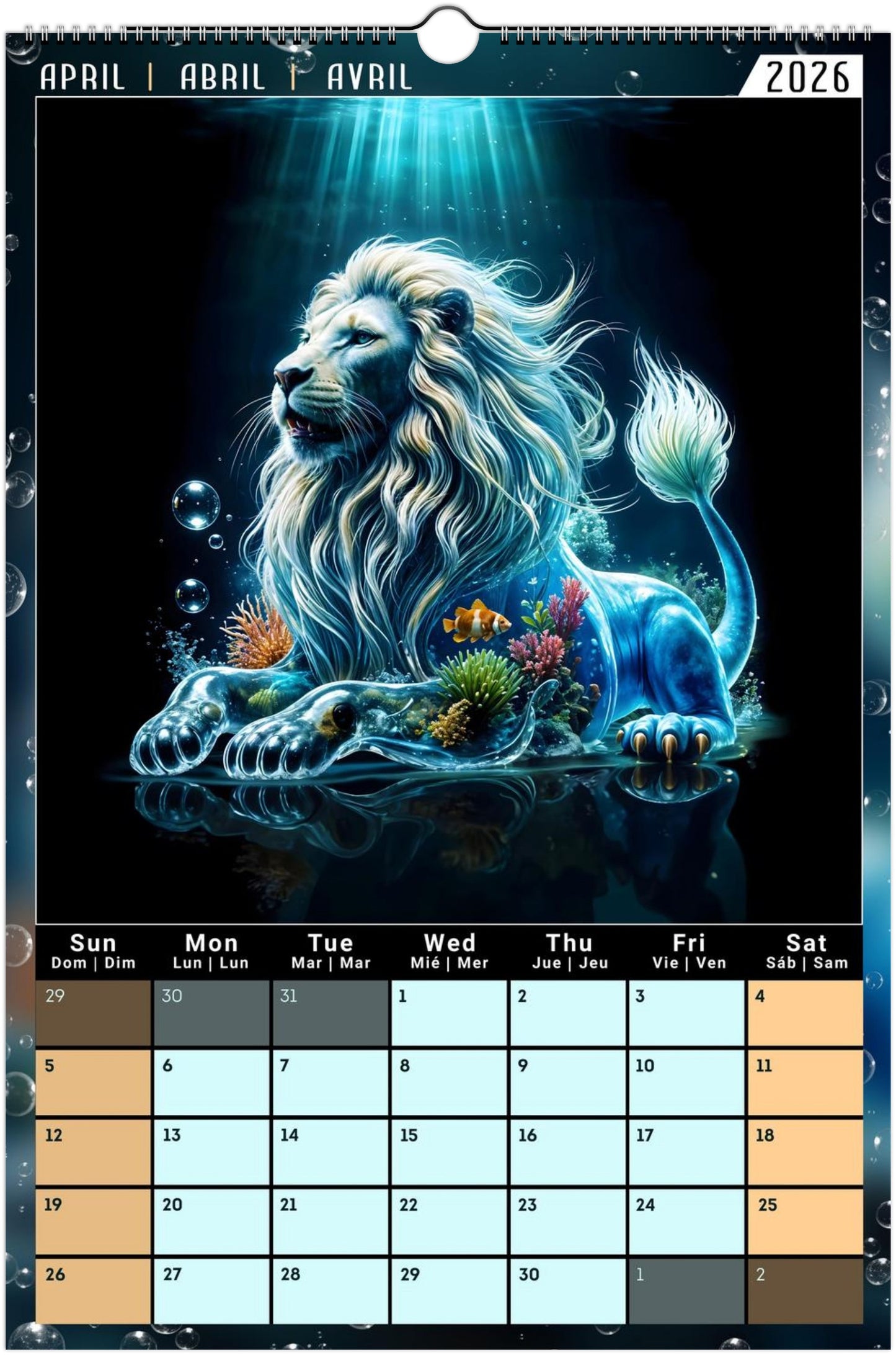Water Pure Depth Full Year Wall Calendar 2026 (US & CA)