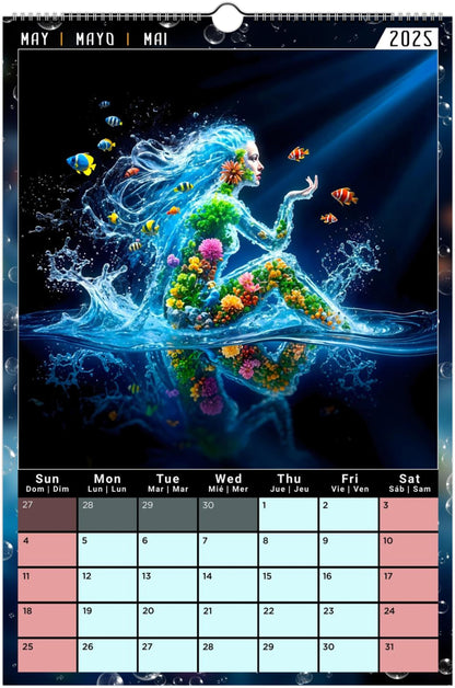 Water Pure Depth Full Year Wall Calendar 2025 (US & CA)