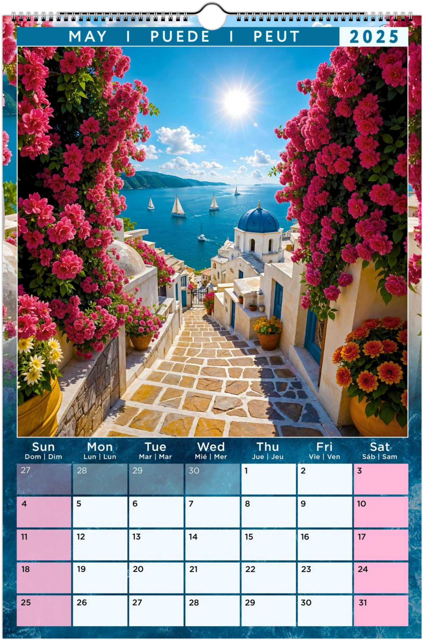 Mediterranean Coastal Full Year Wall calendars 2025 Azure Dreams (US & CA)