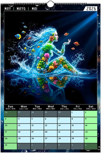 Water Pure Depth Full Year Wall Calendar 2026 (US & CA)