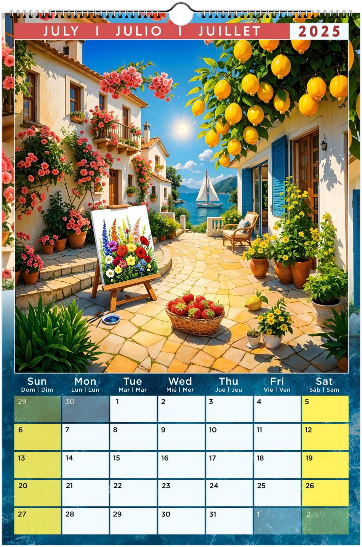 Mediterranean Coastal Full Year Wall calendars 2025 Azure Dreams (US & CA)