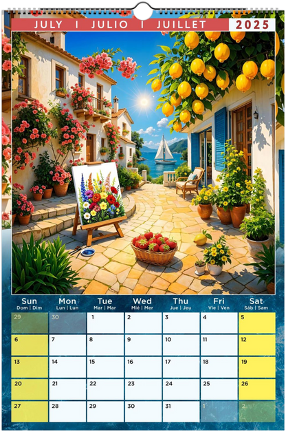 Mediterranean Coastal Full Year Wall calendars 2025 Azure Dreams (US & CA)