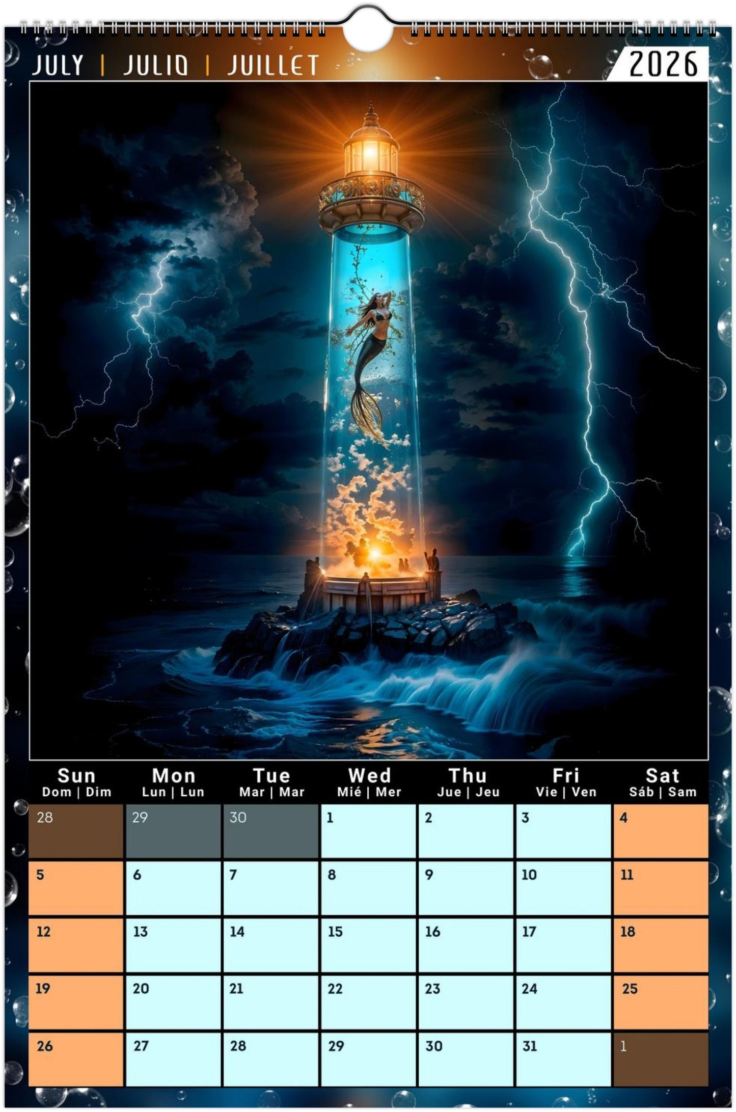 Water Pure Depth Full Year Wall Calendar 2026 (US & CA)