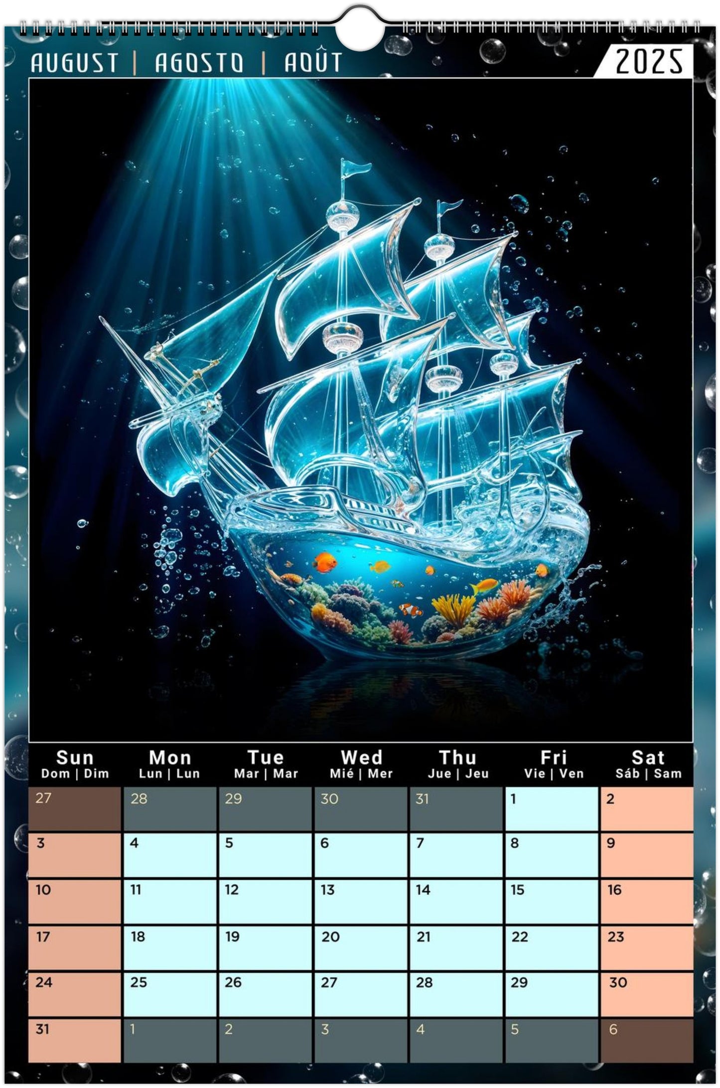 Water Pure Depth Full Year Wall Calendar 2025 (US & CA)