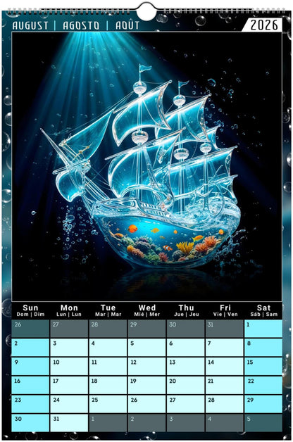 Water Pure Depth Full Year Wall Calendar 2026 (US & CA)